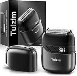 Tulzim Electric Foil Shaver for Men: Cordless Electric Razor for Face & Beard - 3 Floating Blades, 100-Min Runtime, USB-C Fast Charge, IPX7 Waterproof for Travel,Carbon Black