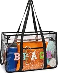 Fammart Clear Beach Bag for Women, Large Pool Tote Cruise Vacation Essentials - Zipper Closure, Waterproof, Sandproof