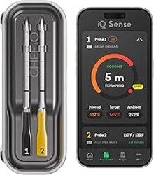 CHEF iQ Sense | Smart Wireless Meat Thermometer | 2 Ultra-Thin Probes | WiFi Unlimited Range | 1000°F Heat Safe | 5 Sensors | BBQ, Grill, Oven, Smoker, Air Fryer | Gen3