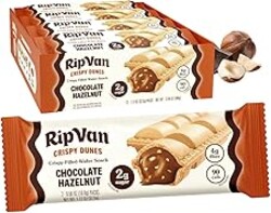 Rip Van Crispy Dunes Vegan Chocolate Hazelnut Wafer Sticks – Low-Calorie Keto Snack with Hazelnut Cream Filling, 90 Calories, Non-GMO, Prebiotic Fiber - 12 Pack