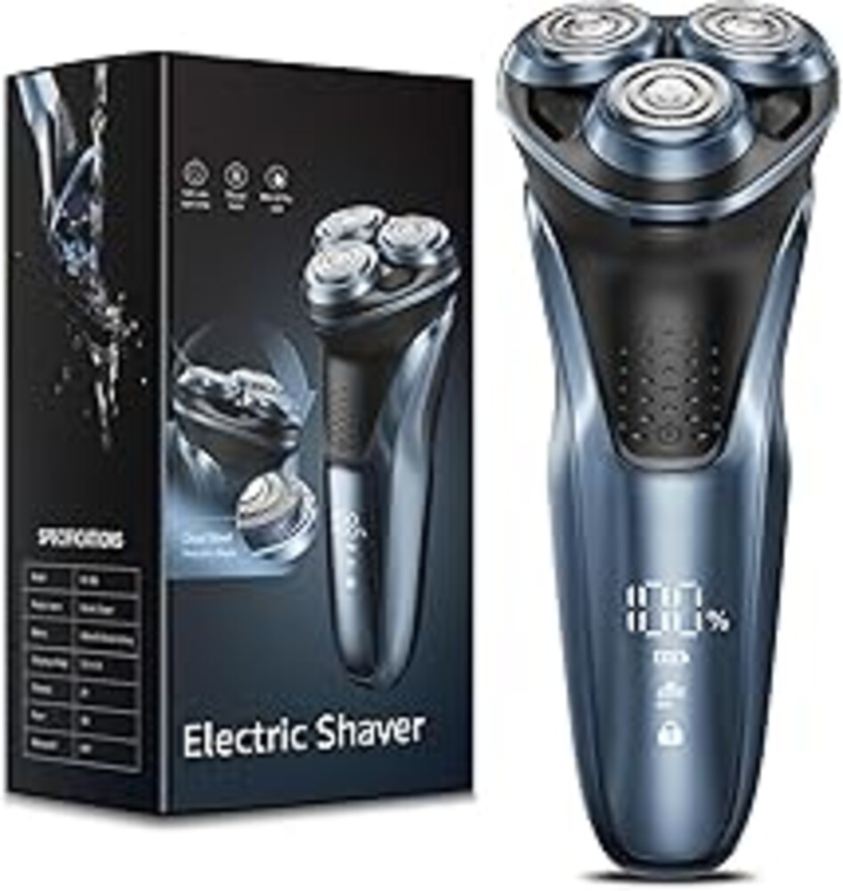 LONKEEN Travel Electric Razor for Men:5D Floating Head Shavers for Men, Smooth Shave Ready in Seconds - IPX7 Waterproof Wet or Dry, USB-C Rechargeable, Stainless Steel Blades