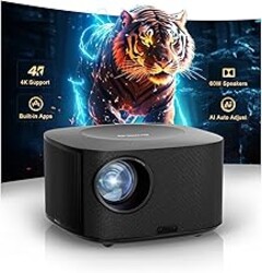 Outdoor-Projector-4K with WiFi and Bluetooth:[Ultra-High Bright/60W Dolby Audio/Official Licensed Apps],Smart-Projector with AI Auto Focus,ONOAYO ONO5Pro 2.0 Movie Projector for Indoor/Outdoor 2026New