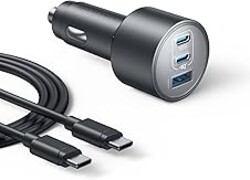 Anker iPhone 17 USB-C Car Charger, 167.5W Max 3-Port Ultra-Compact Type-C Fast Car Charger for MacBook Pro/Air, iPhone 17/16/15 Series, Samsung S25/S26, iPad Pro, AirPods and More