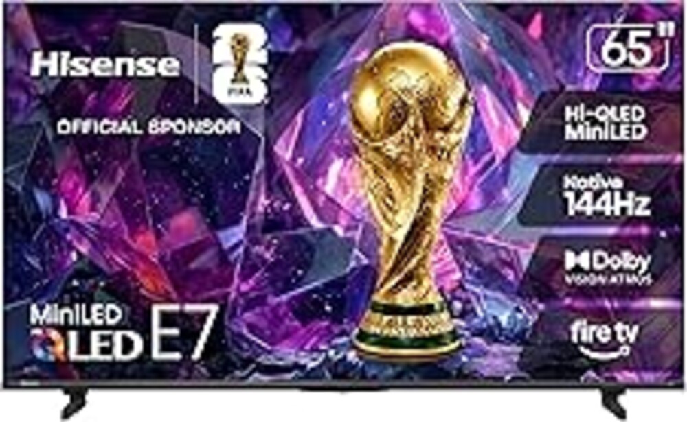 Hisense 65" E7 Cinema Series Hi-QLED Mini-LED 4K UHD Smart Fire TV (65E7SF, 2026 NEW) - Native 144Hz, AI Picture, Dolby Vision IQ · Atmos, FALD, HDR10+ Adaptive, MEMC, Alexa+