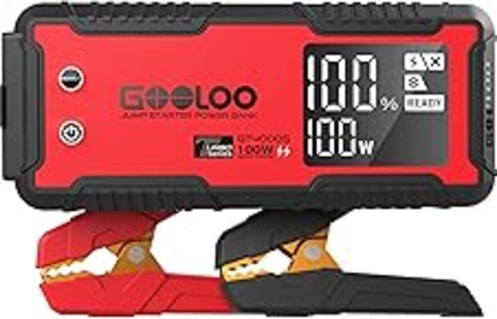 GOOLOO GT4000S Jump Starter 4000 Amp Car Starter 100W Two-Way Fast-Charging Portable Car Battery Charger Booster Pack for 10L Diesel and All Gas Engines, SuperSafe Lithium Jump Box for 12V Vehicles