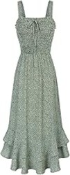 GRACE KARIN Women's 2026 Summer Floral Boho Dress Square Neck Strapped Swing A Line Sundress Beach Long Maxi Outfits