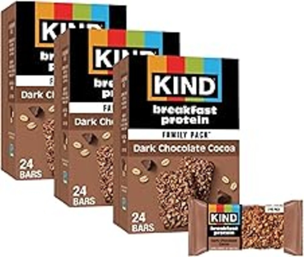 KIND Breakfast Protein Dark Chocolate Cocoa, 8g Protein, Gluten Free, 36 Count