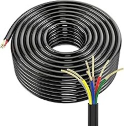 Lcrslitx 100FT 7 Way Trailer Wire, 14 Gauge 7 Conductor Wiring Harness, 30% CCA Color Coded Heavy Duty Trailer Cable for Full Rewire – No Splice Needed, DOT Approved for RV Camper Horse Boat Utility
