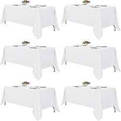 Fitable White Tablecloths for Rectangle Tables, 6 Pack - 70 x 120 Inches - Reusable and Washable Table Clothes for 6-8 Ft Tables, Polyester Fabric Table Covers for Wedding, Party, Banquet