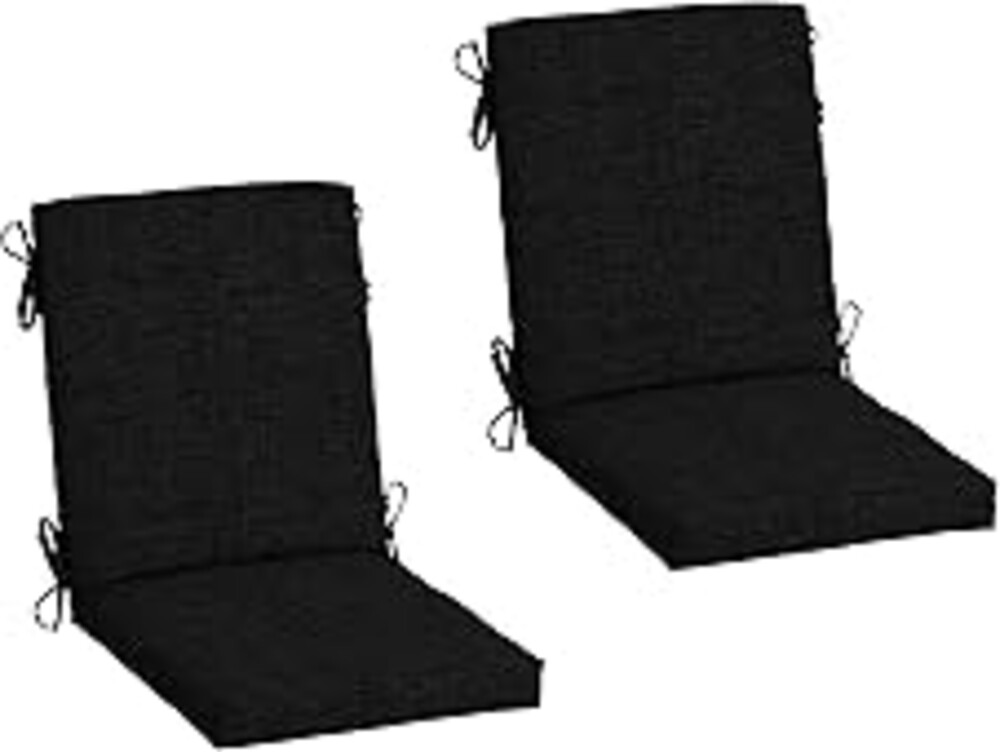 Arden 2-Pack Outdoor Patio Dining Chair Cushion, 20x44, Rain-Proof Seat Pad, Fade-Resistant Outdoor Cushion Black Leala