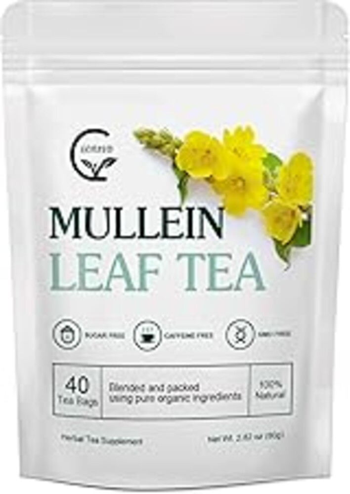 Mullein Leaf Tea Bags - Lungs Cleanse and Respiratory Support, Herbal Teas, Caffeine Free, 40 Tea Bags