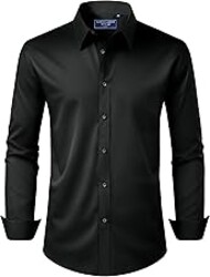 Alimens & Gentle Men's Dress Shirt Regular Fit Stretch Stain Shield Long Sleeve Solid Business Wedding Button Down Shirts