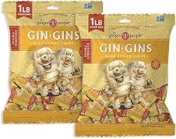 GIN GINS Double Strength Ginger Hard Candy – Natural Ginger Candy by The Ginger People – Individually Wrapped Healthy Candy – Double Strength Flavor – Large 1 lb Bag (16oz) – Pack of 2
