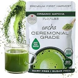 Encha Matcha - Ceremonial Grade Matcha Powder, Organic First Harvest Japanese Green Tea Powder, From Uji, Japan (60g/2.12oz)