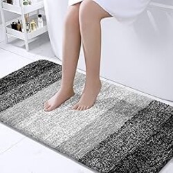 OLANLY Bathroom Runner Rugs 47x24, Extra Soft Absorbent Microfiber Bath Rugs, Rubber Backing, Quick Dry, Machine Washable Bath Mats for Bathroom Floor, Tub and Shower, Home Decor Accessories, Black