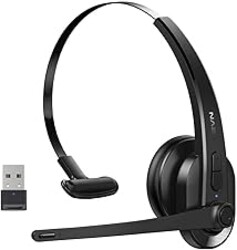Wireless Headset with Mic for Work, Bluetooth Headset with AI Noise Cancelling Microphone, Wireless Headphones with Mic & Mute Button, USB Dongle for Work from Home/PC/Computer/Call Center/ Teams/Zoom