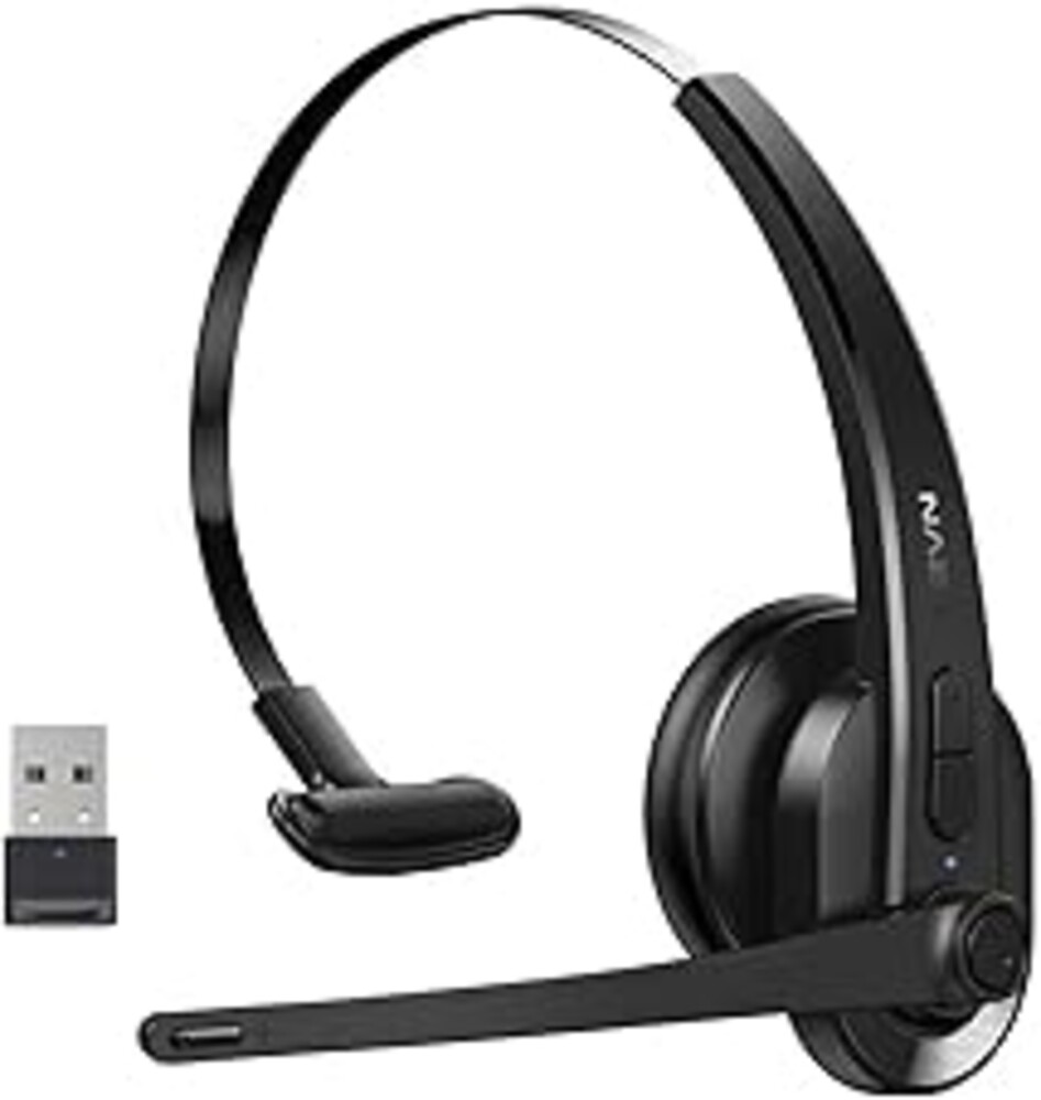 Wireless Headset with Mic for Work, Bluetooth Headset with AI Noise Cancelling Microphone, Wireless Headphones with Mic & Mute Button, USB Dongle for Work from Home/PC/Computer/Call Center/ Teams/Zoom