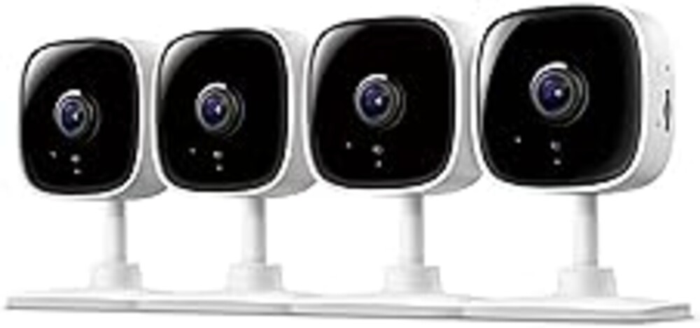 Tapo 1080P Indoor Wired Security Camera - Works as a Baby & Pet Monitor, Motion Detection, 2-Way Audio, Siren, Night Vision, Subscription-Free Local or Optional Cloud, Works with Alexa, C100(4-Pack)