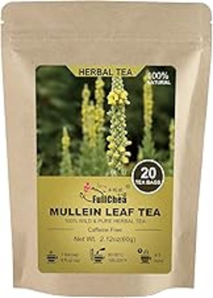 FullChea - Mullein Leaf Tea Bags, 20 Teabags, 3g/bag For Lungs - Non-GMO - Caffeine-free - Natural Healthy Herbal Tea