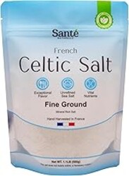 Sante Naturelle Celtic Salt Organic Fine Ground - 1.1lb (18oz) Unrefined French Mineral Sea Salt Organic, Rich in 82+ Minerals, 100% Natural & Hand Harvested Sal Celtica