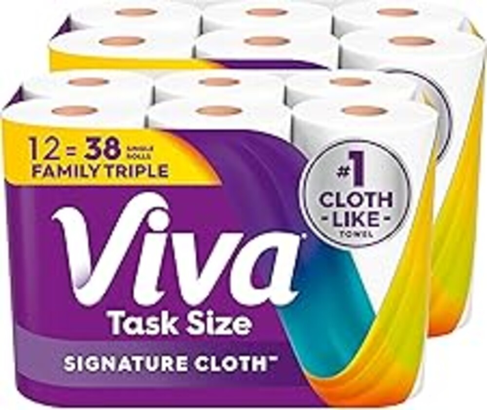 Viva Signature Cloth Paper Towels, Task Size, 12 Family Triple Rolls, 141 Sheets per Roll (Packaging May Vary)