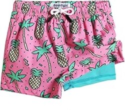 maamgic Boys Swim Trunks with Compression Liner Toddler Stretch Swim Shorts