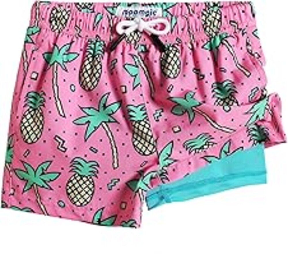 maamgic Boys Swim Trunks with Compression Liner Toddler Stretch Swim Shorts