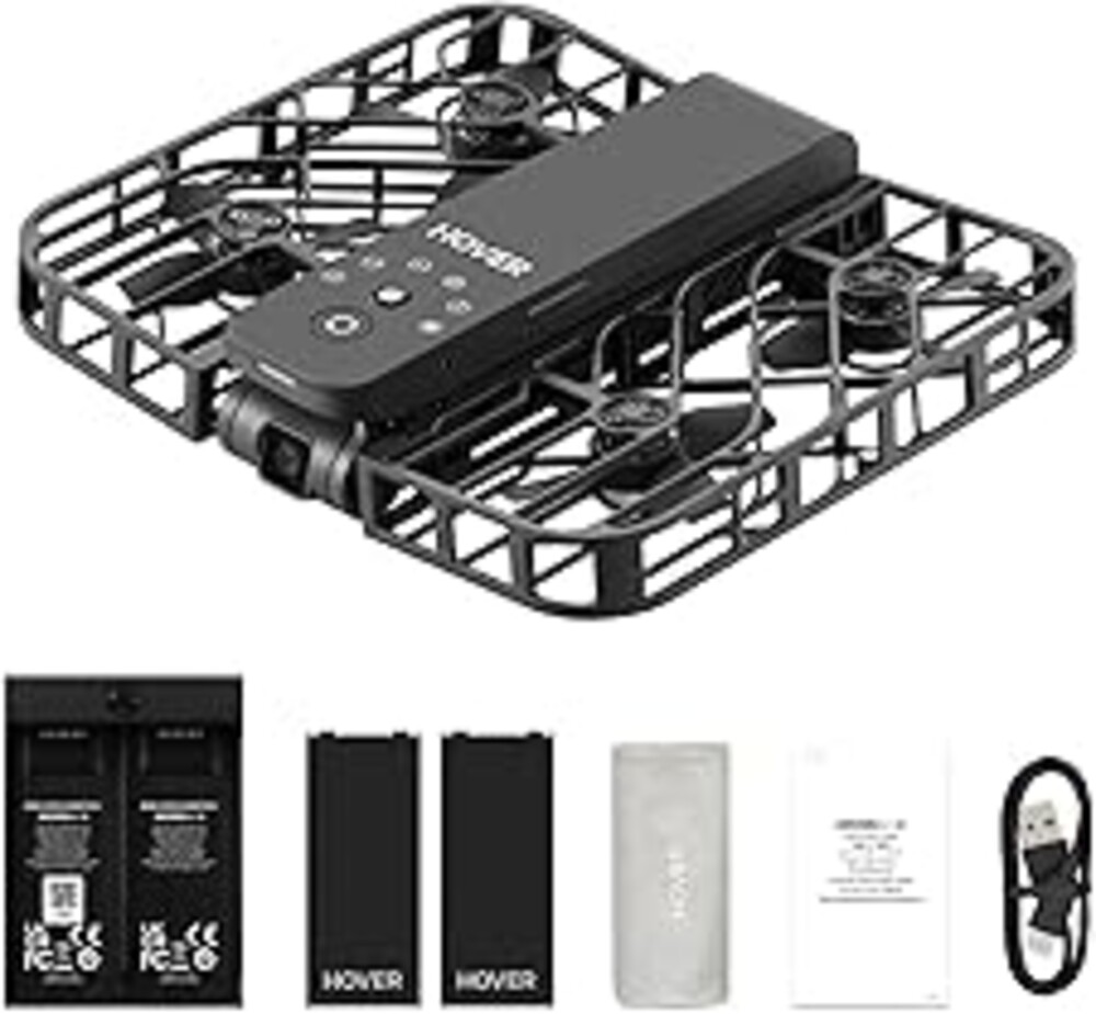 HOVERAir X1 Drone with Camera, Follow-me Drone with Self-Flying Mode, Foldable Mini Drone with HDR Video Capture, Palm Takeoff, Intelligent Flight Paths, Hands-Free Control Black (Combo Plus)
