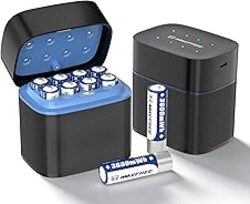 Maxfree Rechargeable AA Batteries Lithium with Charger, 8-Pack 1.5V 3600mWh Long Lasting Double A Batteries with LED Display, Cycle Times Up to 2500 – Fast Charging for Blink Outdoor Cameras & Toys