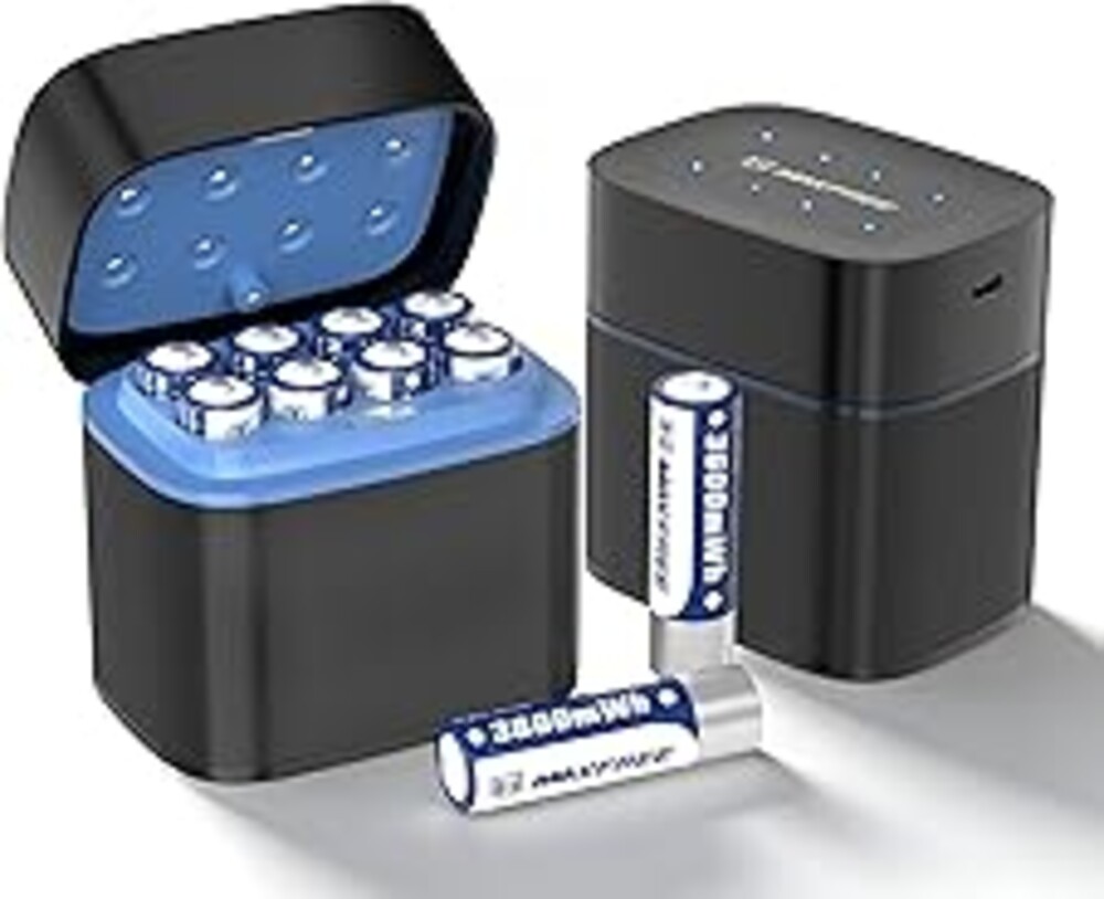 Maxfree Rechargeable AA Batteries Lithium with Charger, 8-Pack 1.5V 3600mWh Long Lasting Double A Batteries with LED Display, Cycle Times Up to 2500 – Fast Charging for Blink Outdoor Cameras & Toys