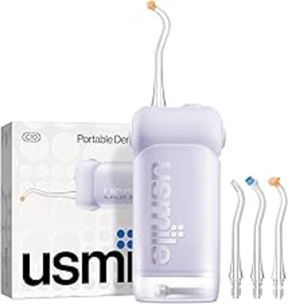 usmile C10 Portable Water Flosser for Travel – 95-Day Battery, 4 Modes, 360° Nozzle, 180ml Tank, IPX7 Waterproof, Dentist-Recommended for Braces, Implants & Sensitive Gums(Purple)