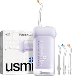usmile C10 Portable Water Flosser for Travel – 95-Day Battery, 4 Modes, 360° Nozzle, 180ml Tank, IPX7 Waterproof, Dentist-Recommended for Braces, Implants & Sensitive Gums(Purple)