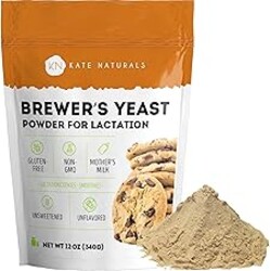 Kate Naturals Brewers Yeast Powder for Lactation Support & Nursing Moms. Debittered Brewer's Yeast for Lactation Cookies (12oz, Gluten Free, Non-GMO)
