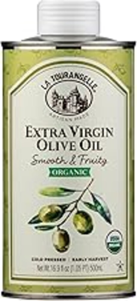 La Tourangelle, Organic Extra Virgin Olive Oil, Cold-Pressed Early Harvest EVOO from Spain, Smooth & Fruity, 16.9 fl oz - Spanish with Polyphenols for Cooking, Drizzling, Marinades, and Dipping
