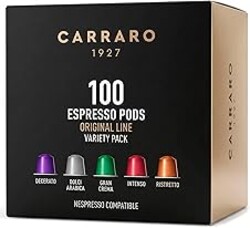 100 Aluminum Espresso Pods Compatible with Nespresso Original Line, Made in Italy - Variety Pack with Decerato, Medium & Dark Roast (Premium Gift Box Not Included)