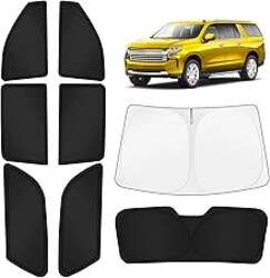 KUST Car Window Shades for Chevy Suburban/GMC Yukon XL 2021-2025 2026 Windshield Sun Shade Side Window Cover UV Block Privacy Protection Accessories for Camping Blackout Rear Back Full Set 8PCS