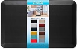 ComfiLife Anti Fatigue Floor Mat – 3/4 Inch Thick Kitchen Mats for Floor, Standing Desk Mat, Kitchen Rug – Comfort at Home, Office – Durable – Stain Resistant – Non-Slip Bottom (20" x 32", Black)