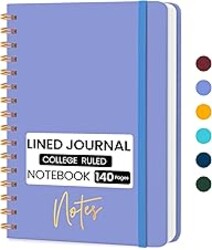 CICPAP Lined Spiral Journal Notebook, A5 College Ruled Notebook for Journaling, Note-Taking, and Daily Planning, Durable Hardcover with an Elegant Design, Periwinkle
