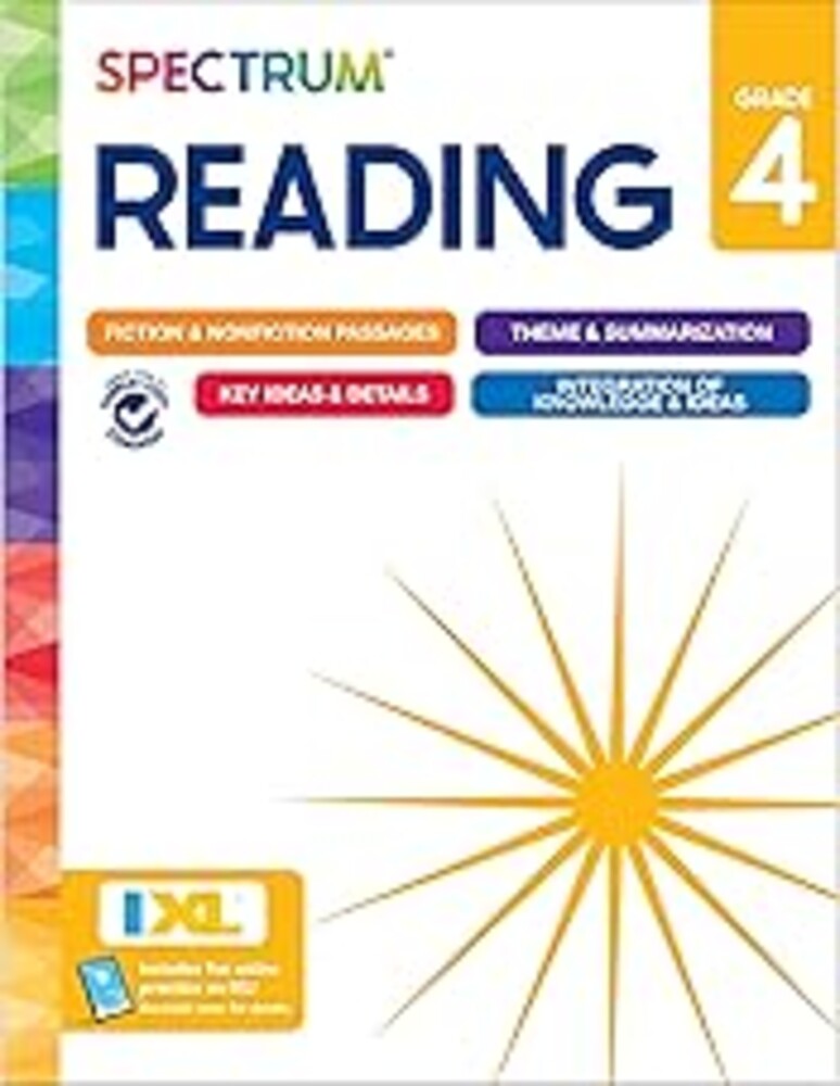 Spectrum Reading 4th Grade Workbook, Activity Book Covering Nonfiction and Fiction Passages, Theme, Summarization, and More, Classroom or Homeschool Curriculum