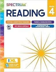 Spectrum Reading 4th Grade Workbook, Activity Book Covering Nonfiction and Fiction Passages, Theme, Summarization, and More, Classroom or Homeschool Curriculum