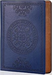 CAGIE Lined Journal for Men Soft Cover Notebook Leather Journals for Writing, 180 Lay Flat Vintage Mens Journal Personal Diary, 5.7'' X 8.3'', Blue