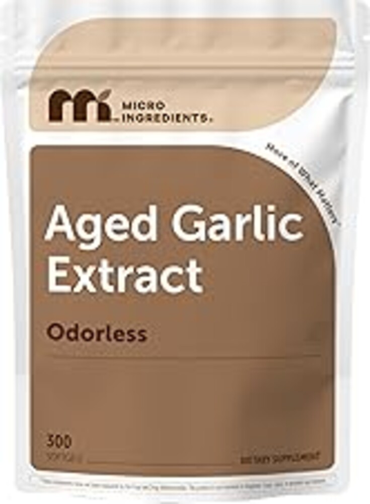 Micro Ingredients Odorless Garlic, 300 Softgels | 2 Years Aged Garlic Extract | Grown Allium Sativum Bulb | Natural Herbal Supplements | Non-GMO, Gluten Free