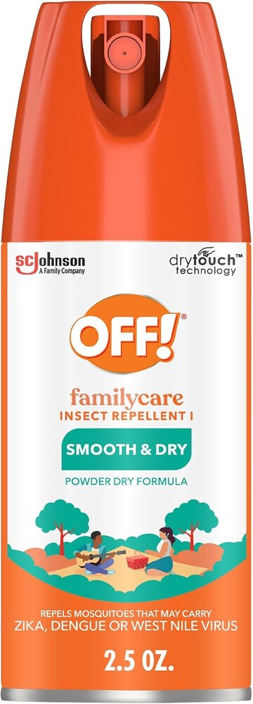 OFF! Family Care Travel Size Mosquito & Tick Repellent Aerosol, Smooth & Dry Bug Spray for The Beach, Backyard, Picnics and More, 2.5 oz.