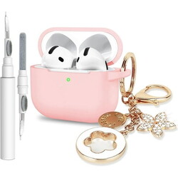 Case for Apple Airpods 4 - Airpods 4 Cases 2025 Cover Women Anti-Drop Silicone iPods 4 Earbuds Wireless Accessorie Charging Cases Girl Bling Keychain for Airpod iPods 4th Generation