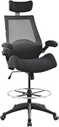 BOLISS Drafting Tall Office Chair 400lbs High Back Wide Standing Desk Chair Comfortable with Flip up Armrests Lumbar Support Adjustable Big Footrest Ring(Black)