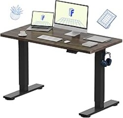FLEXISPOT EN1 One-Piece Standing Desk, Electric Adjustable with 4 Memory Presets, 176 LBS Capacity, Stable & Quiet, Seamless Desktop for Home Office & Dual Monitors, 48"x24" Black Walnut