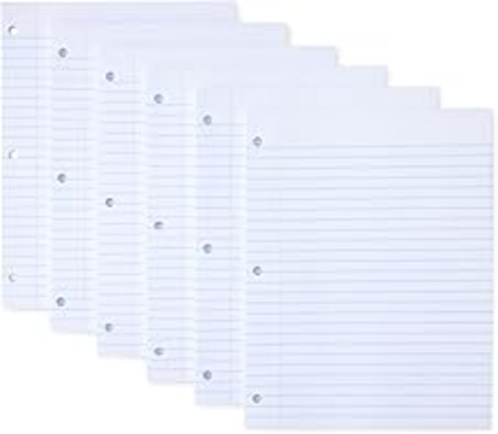 Amazon Basics Wide Ruled Loose Leaf Paper, 10.5" x 8", 100 Sheets, White, 6-Pack