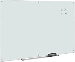 Amazon Basics Glass Dry-Erase Board, Magnetic Frameless Whiteboard, Easy to Install, 72" x 48", White