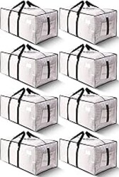 HOMESURE Supports 200lbs Heavy Duty Moving Bags - Strong Zipper & Wrap-Around Handles - Water-Resistant Storage Totes, Durable Alternative to Moving Boxes - 8 Pack - Semi-Transparent