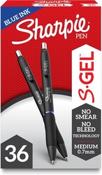 Sharpie S-Gel Gel Pens, Black Barrel, Medium Point (0.7mm), Blue Ink, 36 Count - Home, Office, School, Journaling, Writing, Note-Taking, Teacher Supplies